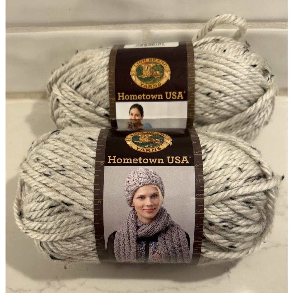 Vtg LION BRAND Yarns‎ Hometown USA 2 Skeins 4oz Super Bulky Aspen Tweed #302